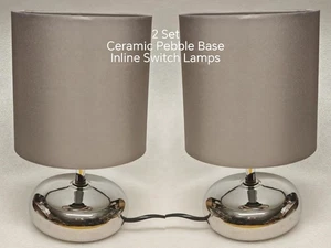 Grey Shade Silver Pebble Base Bedside Table Lamp Light Room Home Decor Bedroom😍 - Picture 1 of 2