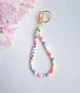 Custom Keyring Women Girls Birthday Gift Wristlet Bracelet Keychain Personalised - Picture 1 of 6