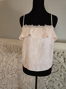 Express Womens Light Pink Ruffle Lace Spaghetti Strap Cami Tank Top Size Small - Picture 1 of 10
