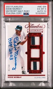 2021 FLAWLESS MASTERCRAFT MATERIALS RUBY #MC-EM EDDIE MURRAY PSA 6 AUTO 10 - Picture 1 of 3