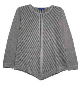 Apt. 9, Gray Chevron Pattern Tone-on Tone Knit Pullover Sweater, size L - Picture 1 of 4