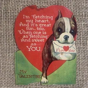 I'm Fetching My Heart Terrier Hund Brief Valentinstag Karte Made In USA Vintage - Bild 1 von 7