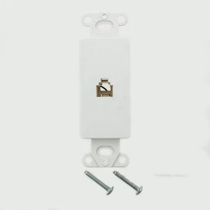 Eagle TWD3560W White 1-Gang Decorator Telephone Modular Jack Adapter Insert - Afbeelding 1 van 4