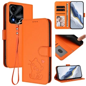 Cat Wallet Case For Various Phone Hot Lovely Leather Card Bag Flip Stand Cover - Picture 1 of 21