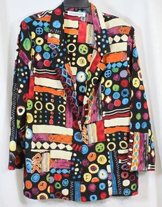 Blazer De Colección Richard Kristall Años 80 90 Audaz Abstracto Rock Star Cuadrado Coloridas Almohadillas L - Imagen 1 de 8