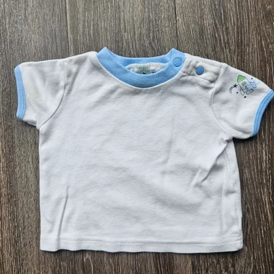 Camiseta Bebé Plaza Sésamo 3 6 Meses Blanca Azul Barco Cohete Hombro A Presión Foto 1 de 4