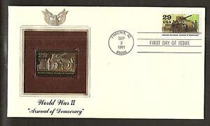 # 2559e WORLD WAR II, "Arsenal of Democracy". 1991 Gold Foil First Day Cover