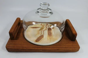 VINTAGE GOODWOOD TEAK WOOD DOMED CHEESE TRAY JULIE POMERANTZ (277) - Picture 1 of 7
