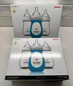 Lot of 6 NEW Joovy Boob Diamond 8 oz Glass Bbay Bottles FREE Shipping - Picture 1 of 3