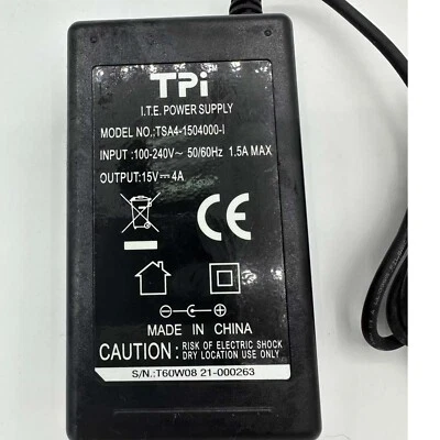 Tpi TSA4-1504000-I 15V 4A 60W 5.5x2.5mm AC Adapter Transformer - Image 1 of 3