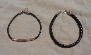 Lederarmbänder,  2 Stck., Handarbeit, schwarz - Bild 1 von 1