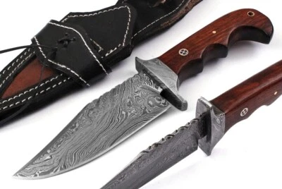 Handmade Damascus Steel Professional Hunting KnifeWith Leather Cover, DB-20102 - Image 1 of 4