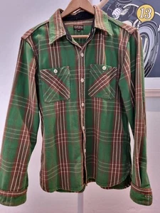 The Flat Head Heavy Flannel Workshirt in Green and Brown Size 38 - Picture 1 of 11