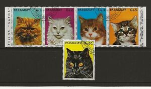 Thematic Stamps Animals - PARAGUAY 1987 CATS 5v used