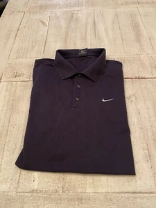 Nike Mens Dri Fit Polo Shirt Large Black with White Swoosh Embroidered - Imagen 1 de 5