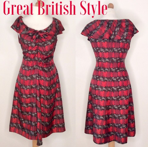 MOSCHINO ECONOMICO E CHIC TAGLIA 12 UK STAMPA MELA SETA ROSSA