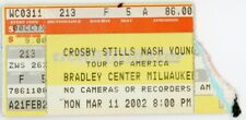 Crosby Stills Nash & Young Vintage Concert Ticket Bradley Center Milwaukee '02