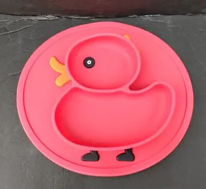 Duck Silicone Divided Toddler Plate Portable Non Slip Placemat Dish Ducky  - Picture 1 of 5