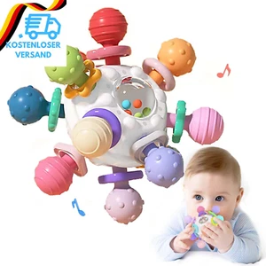 Beißspielzeug Baby Ab 3 Monate, Sensorik Rassel Greifball Babyspielzeug Aus Sili - Bild 1 von 12