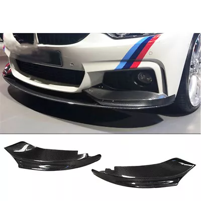 For BMW F32 F33 F36 435i M Sport 2014-2020 Car Carbon Front Bumper Lip Splitters - Image 1 of 4