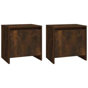 2x Bedside Tables Wooden Drawers Storage Side Cabinets Nightstand Smoked Oak - Picture 1 of 11