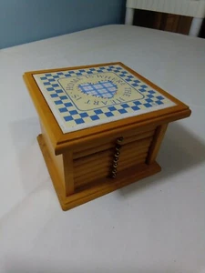 Vintage Auntie Em "Home Is Where The Heart Is" Cork/Wood Drink Coaster Set, 1986 - Picture 1 of 9