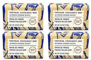 4 x Trader Joe's French Milled Oatmeal Exfoliant Almond Ginger Bar Soap - Picture 1 of 5