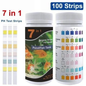 100X 7 in 1 Aquarium Teststreifen Fischtank Wasserhärte Ph Wassertest Süßwasser - Bild 1 von 5