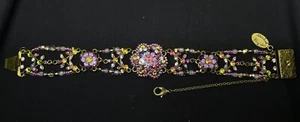 Michal Negrin Romantic Crystals flowers roses BRACELET multicolor Made in Israel - Picture 1 of 9
