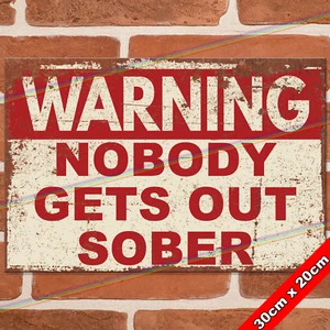 NOBODY GETS OUT SOBER 30cm Metal Signs Mancave Shed Bar Garage Gift Tin Sign UK - Picture 1 of 3