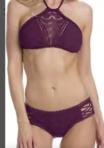 Becca By Rebecca Virtue Color Play Raisin Hi Neck Bikini Set Small New with tags - Picture 1 of 9