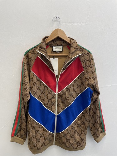 Autentica GUCCI UOMO International GG Supreme Tech Chevron Jersey Track Jacket S