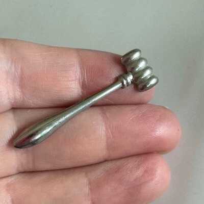 Vintage Silver Tone Gavel Lapel Pin Tie Tack Possibly Pewter - Image 1 of 3