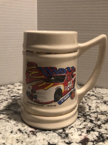 Vintage Bill Elliott NASCAR #11 McDonald’s Car Ceramic Beer Mug Tankard Cover