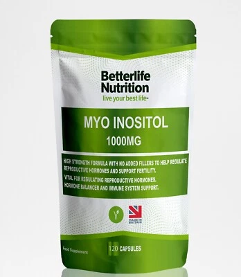 BETTERLIFE NUTRITION Myo Inositol 1000mg Capsules Hormone Balancer PCOS & Fertility Support