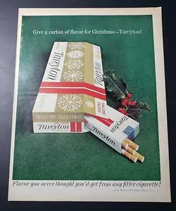 1962 Tareyton Cigarettes Dual Filtered Seasons Greetings Package Print Ad - Picture 1 of 1