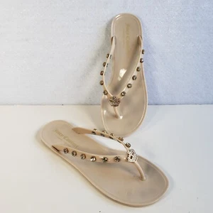 Sandalia para mujer Juicy Couture talla 7 beige rubí desnuda chanclas tachonadas estrás - Imagen 1 de 8