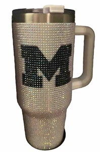 U Of M Michigan Bling Colossal 46oz LIMITED EDITION Steel Tumbler Rhinestone NEW - Picture 1 of 12