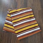 Vtg Striped 70s Retro Fabric Mod Mustard Yellow Brown White Polyester Blend Soft
