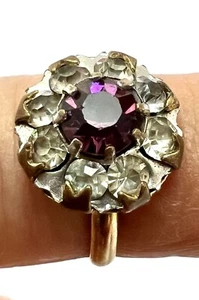 Vintage Rolled Gold Rhinestone Cluster Ring, Size K,2.06g - Picture 1 of 10