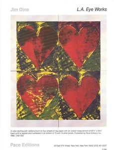 Jim Dine L.A. Hoja de catálogo Eye Works" 1982 Pace Editions - Imagen 1 de 1