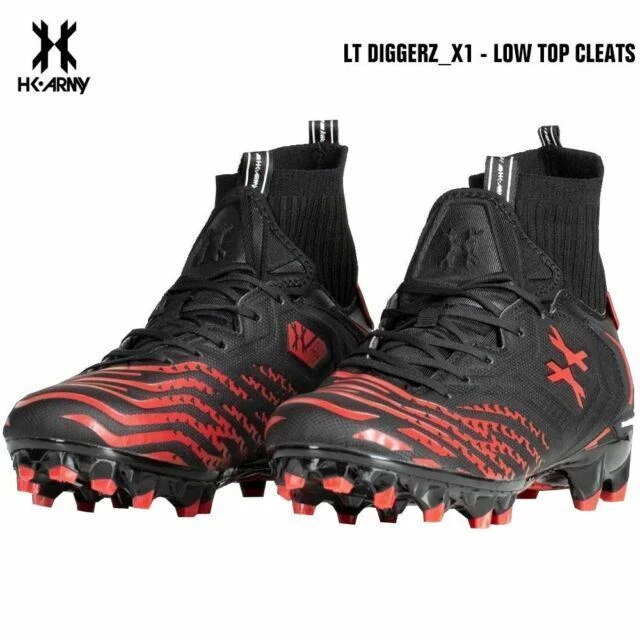 HK Army LT Diggerz_X1 Low Top Paintball Cleats - Black/Red, US 9