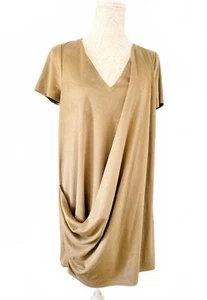 Zara Trafaluc Women's Olive Green Suede-feel Shift Dress - Size Medium - Picture 1 of 5