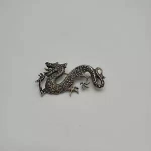 925 Sterling Silber und Markasiten Asiatischer Drache Brosche - Bild 1 von 7