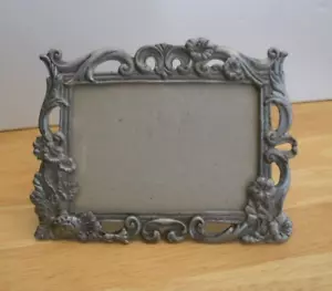 Vintage Sun Pewter Garden Theme Horizontal Standing Photo Frame 5" X 6 1/4" - Picture 1 of 4