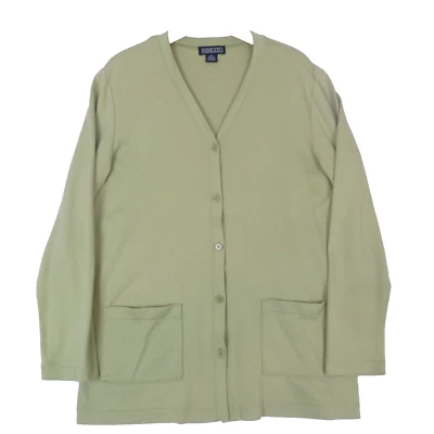 Lands End Cardigan Sweater Womens Medium Light Green V Neck Button Up Casual - Image 1 of 4