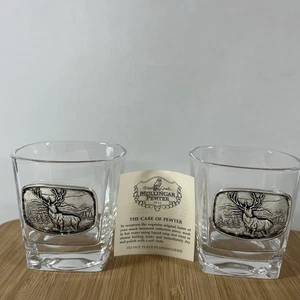 Mullingar Irland Zinn Whisky Glas Set mit Elch Hirsch Hirsch Zinn Medaillons - Bild 1 von 12