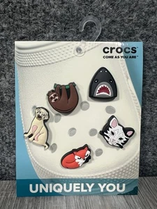 NEW Crocs Jibbitz Shoe Charms Animal Lover 5 Pack Dog Cat Pets Shark Sloth Fox  - Picture 1 of 7