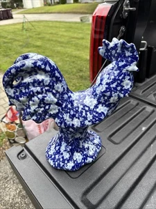 Victoria Ware Ironstone Blue White Chintz/Calico large Rooster Figurine Vintage - Picture 1 of 8