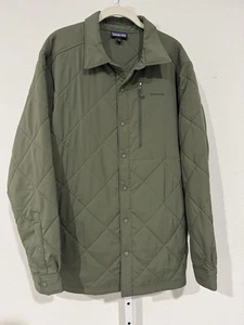 Patagonia Tough Puff Shirt Jacket Shacket Green Snap Quilted Fitz Roy Puffer L - Picture 1 of 13